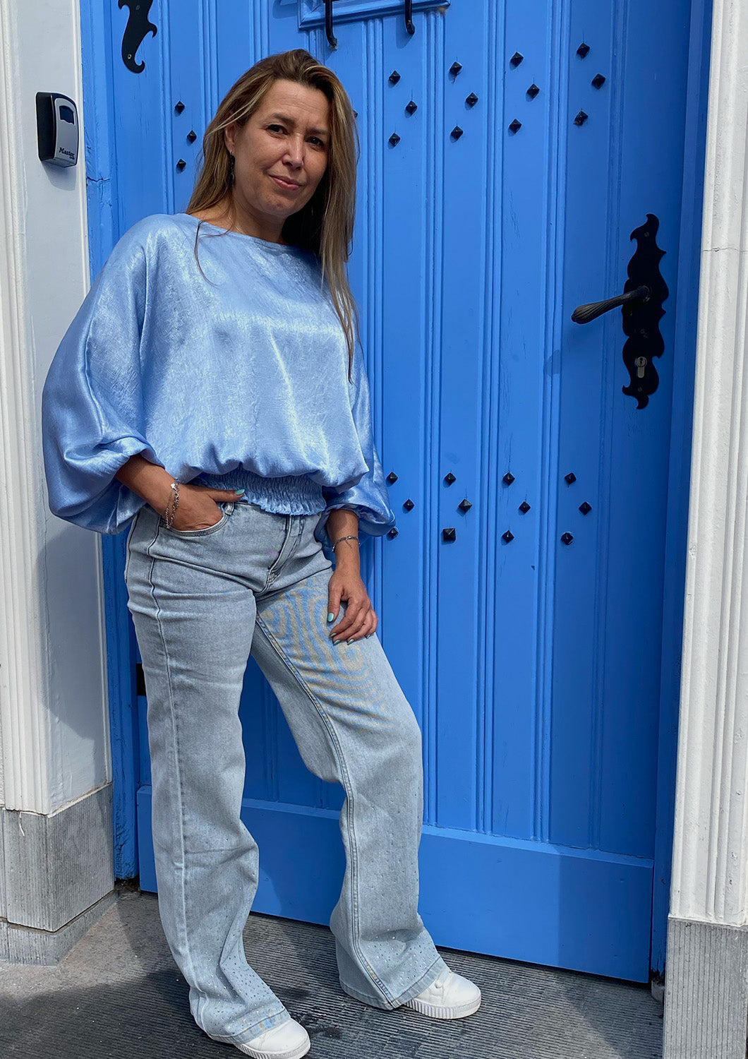 Dames - geisha - jeans broek met steenjes