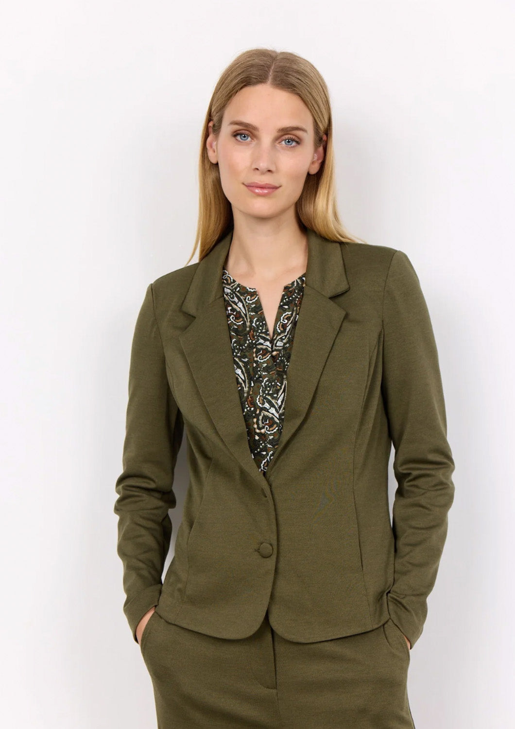 Dames - blazer - sportieve look - khaki