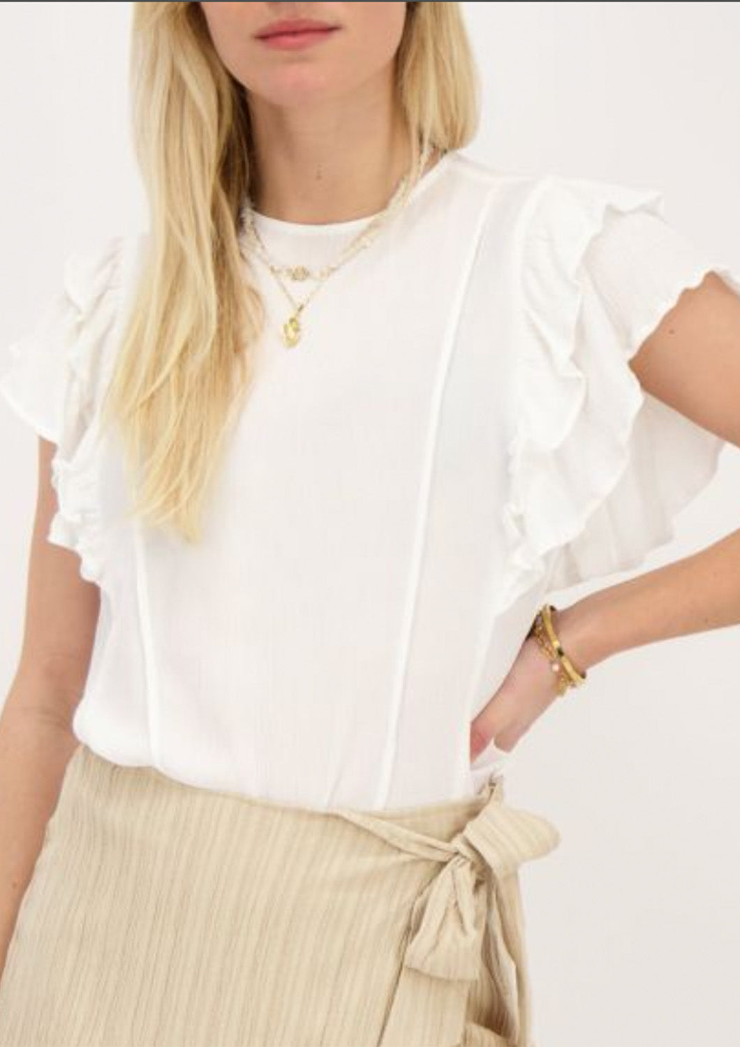 Dames - my jewellery - blouse - ruffel mouw