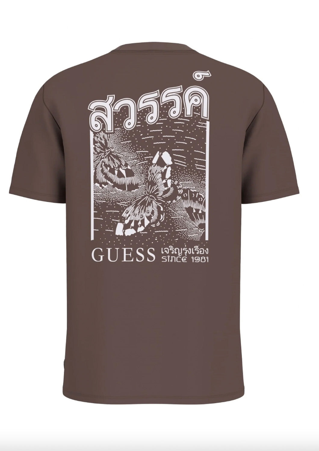 heren - guess - t-shirt back print - vlinders