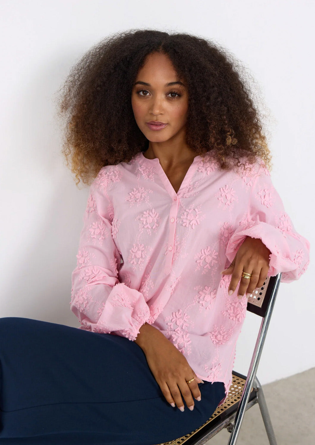 Dames - soyaconcept - blouse - all-over bloemenborduursel