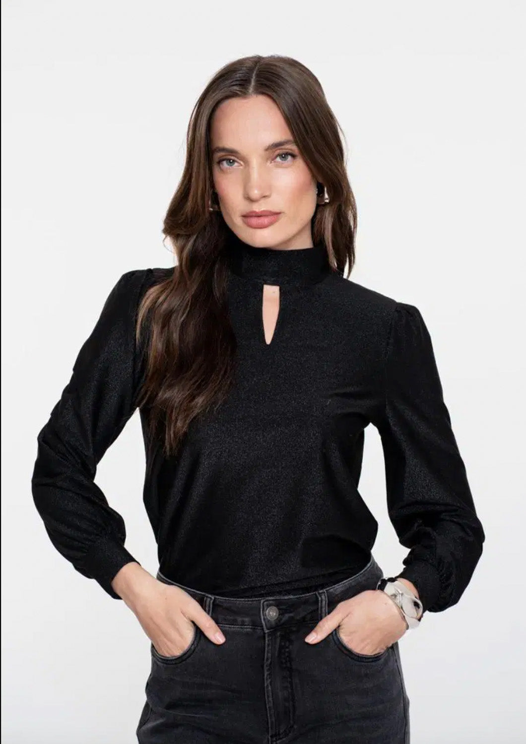 Dames - geisha - blouse - zwart