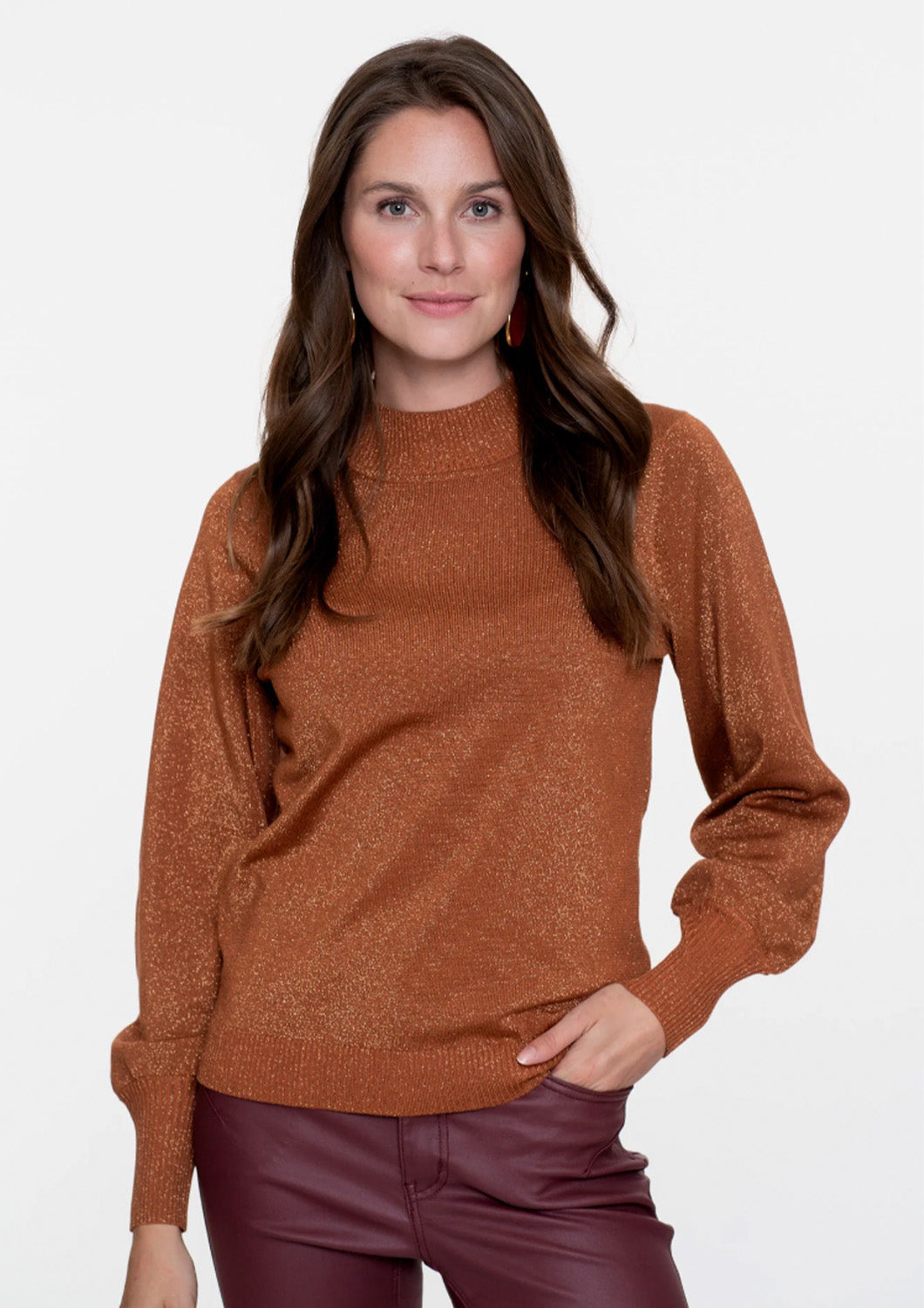 Dames - geisha - trui - pofmouwen en lurex - camel