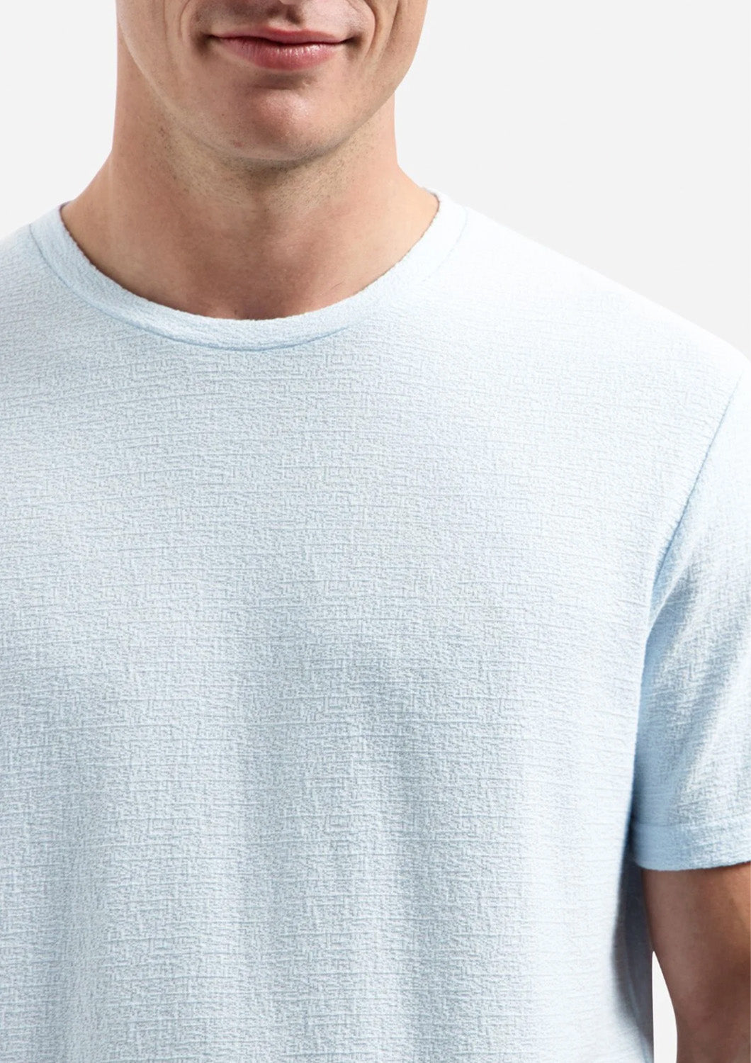 Heren - no exccess - T-shirt - solid jacquard - sky