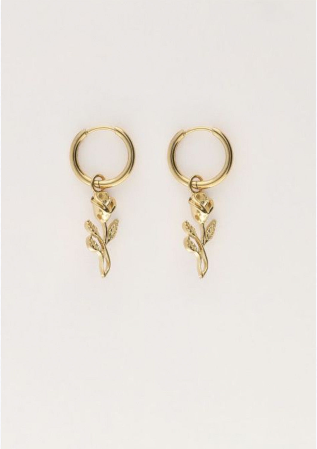 Dames - my jewellery - Vintage oorringen met mini platte roos