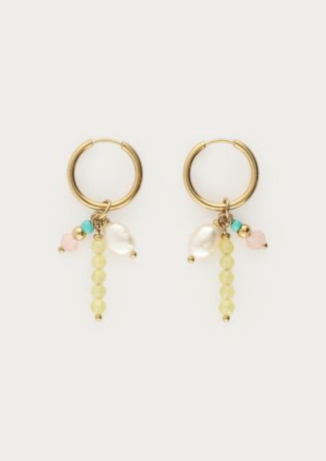 Dames - my jewellery - Sunrocks oorringen met groene kraaltjes & zoetwaterparel