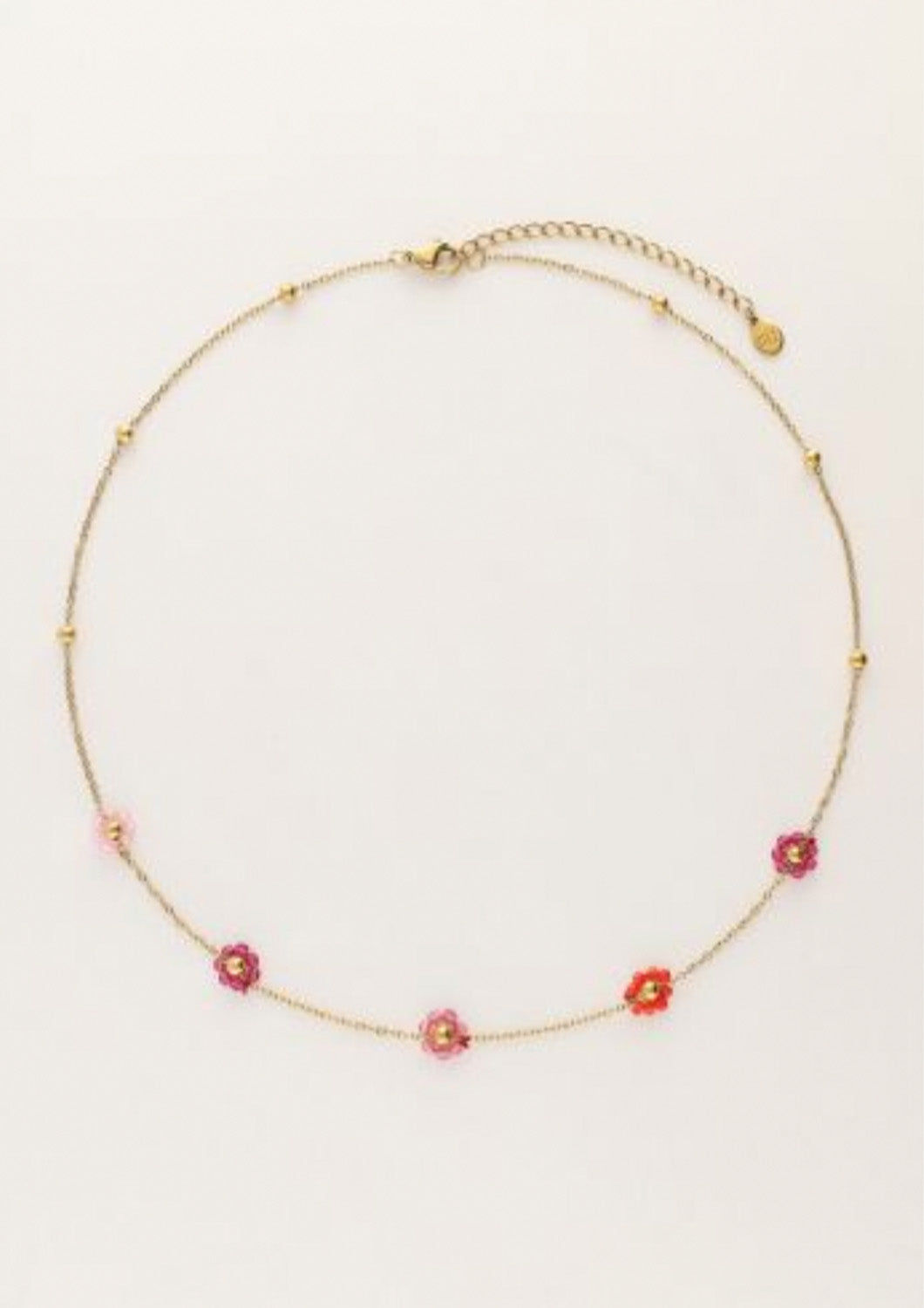 Dames - my jewellery - Sunrocks minimalistische ketting met roze bloemetjes