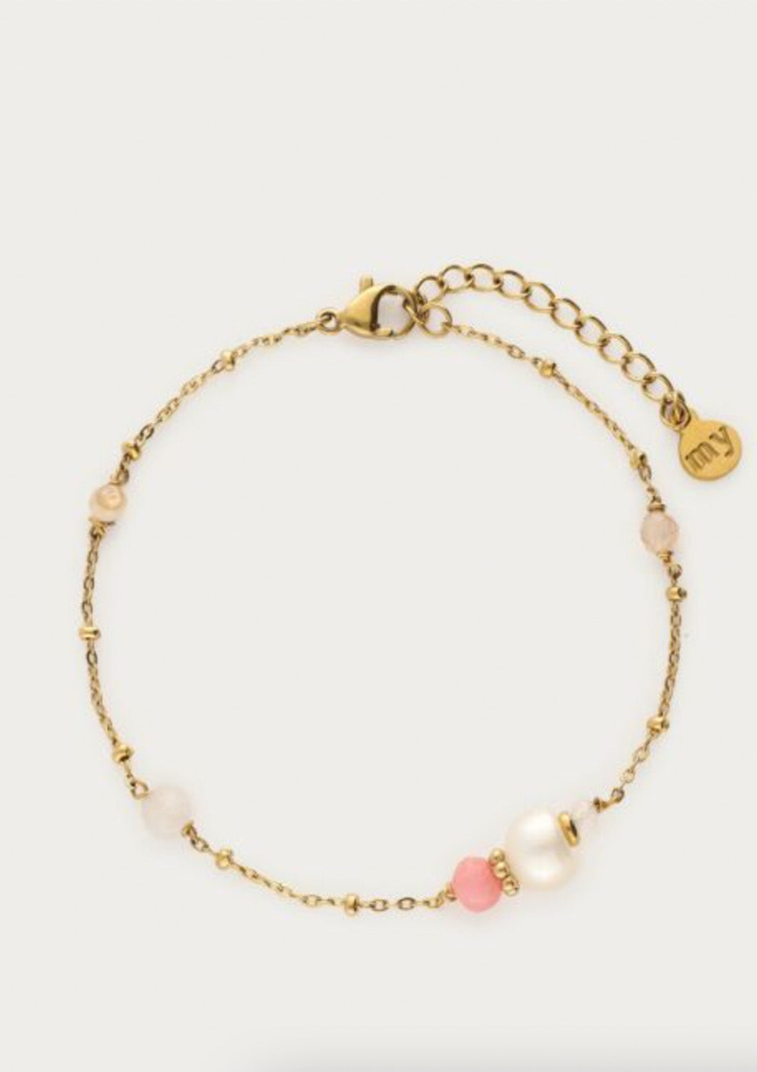 Dames - my jewellery - Armband met zoetwaterparels & roze kralen