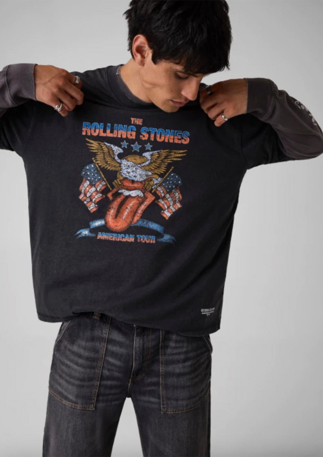 Heren - Guess Jeans - T-shirt - Rolling Stones - unisex