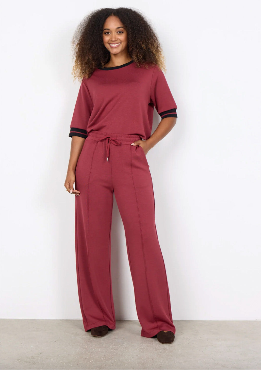 Dames - soyaconcept - geklede sprotieve broek - donker rood