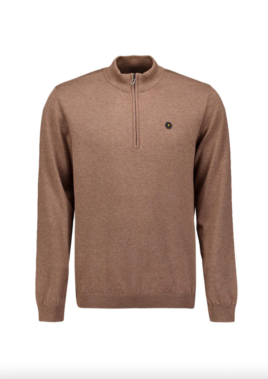 Heren - no excess - trui met half rits - light bruin