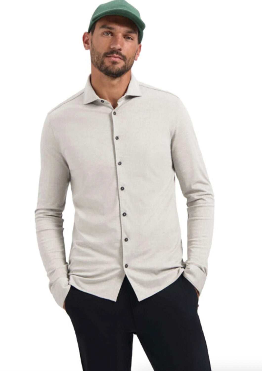 Heren - no excess - hemd -Jersey Melange Stretch