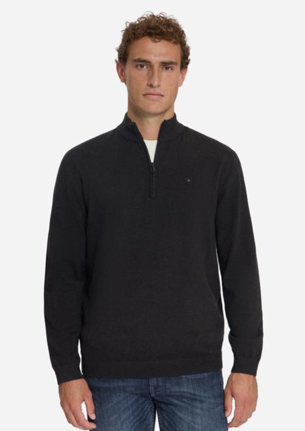 Heren - no excess - basic trui met rits - donker bruin