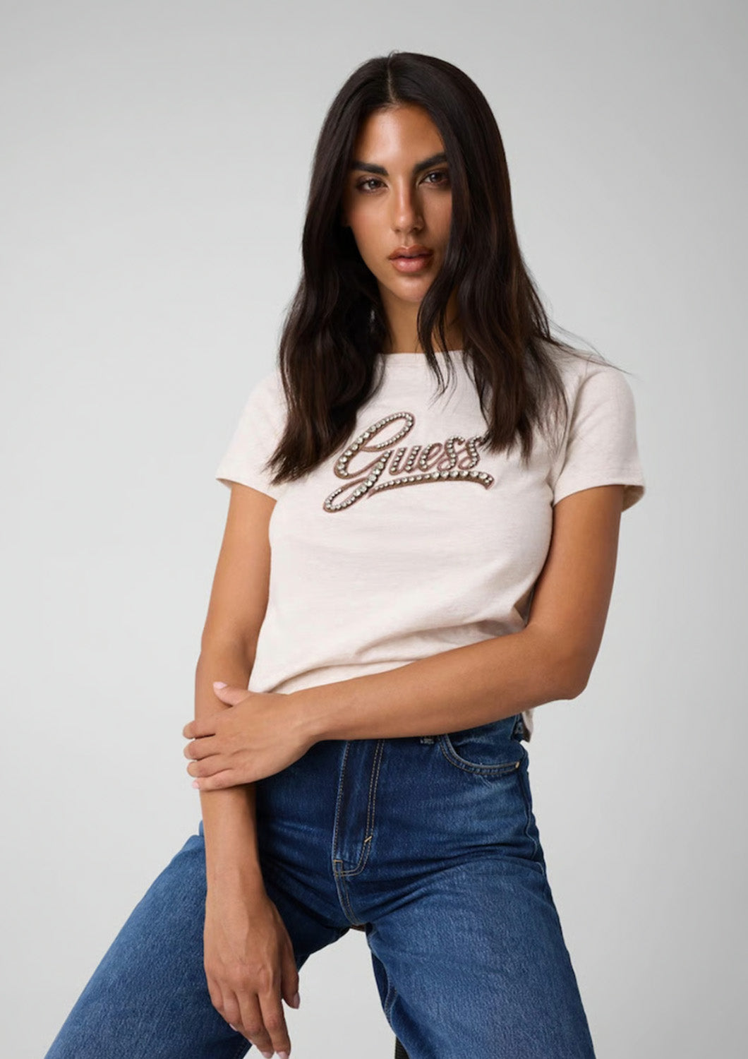 Dames - guess - T-shirt - geborduurd logo 3D