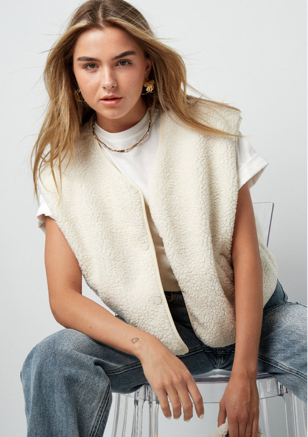 Dames - selected by global fashion - bodywarmer - lolalita - off white