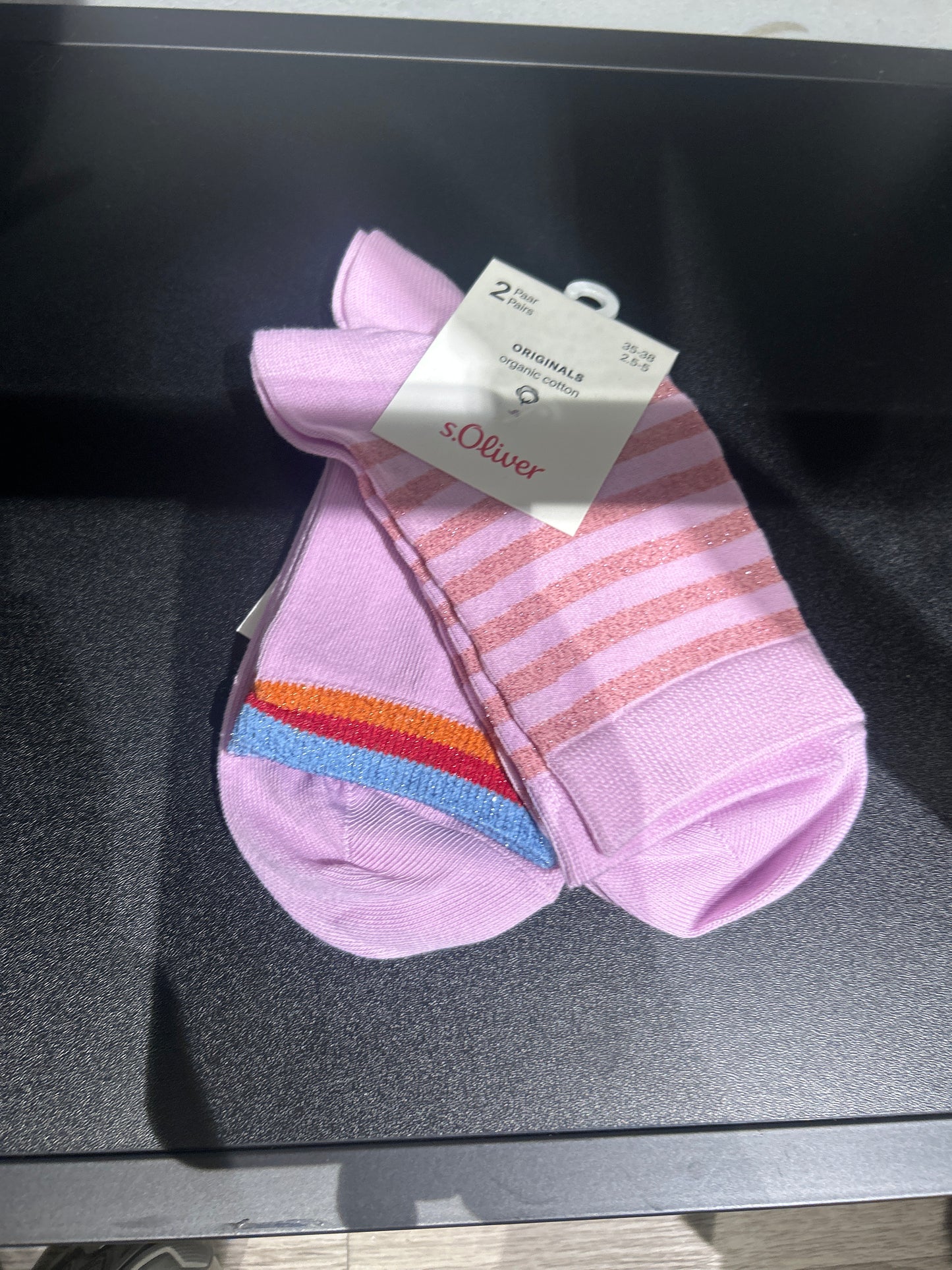 Dames Sokken "Roos" Glitters met streepjes