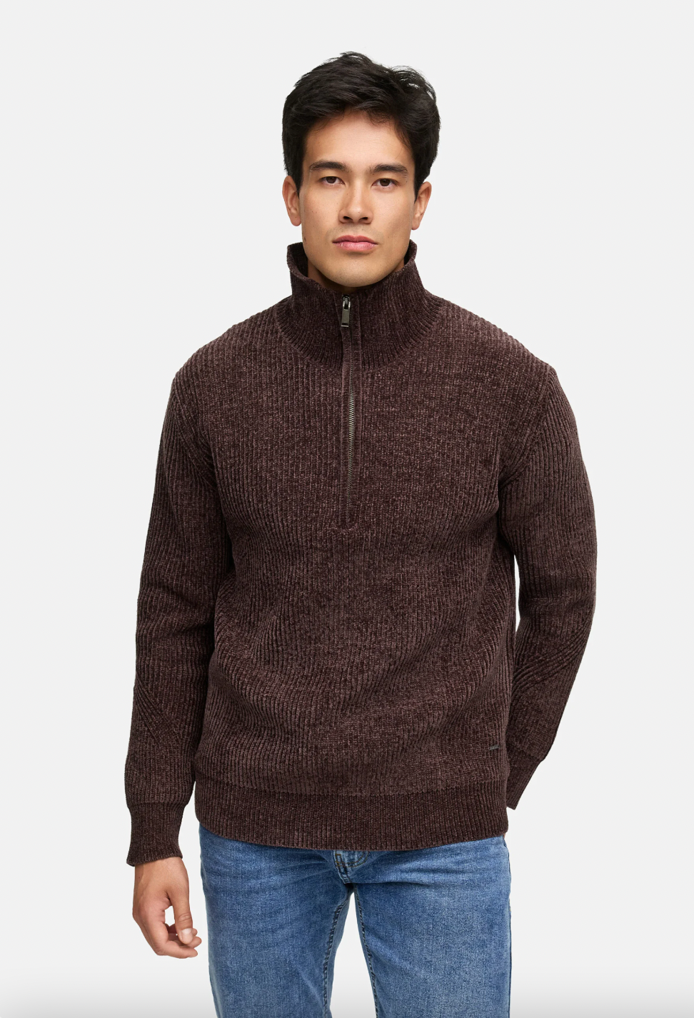 Heren - indicode - trui 2/4 rits - seal brown