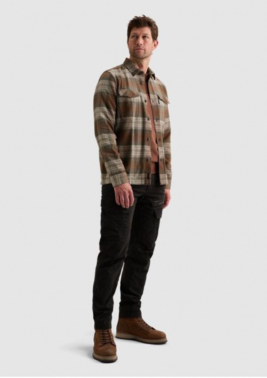 Heren - PME legend - hemd - shadow grindle check - cappuccino