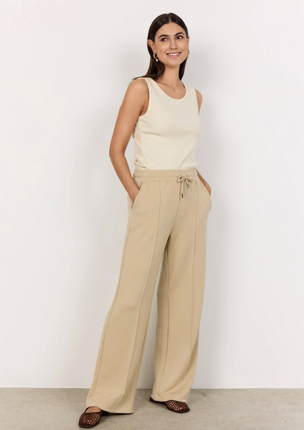 Dames - soyaconcept - geklede sprotieve broek - sand