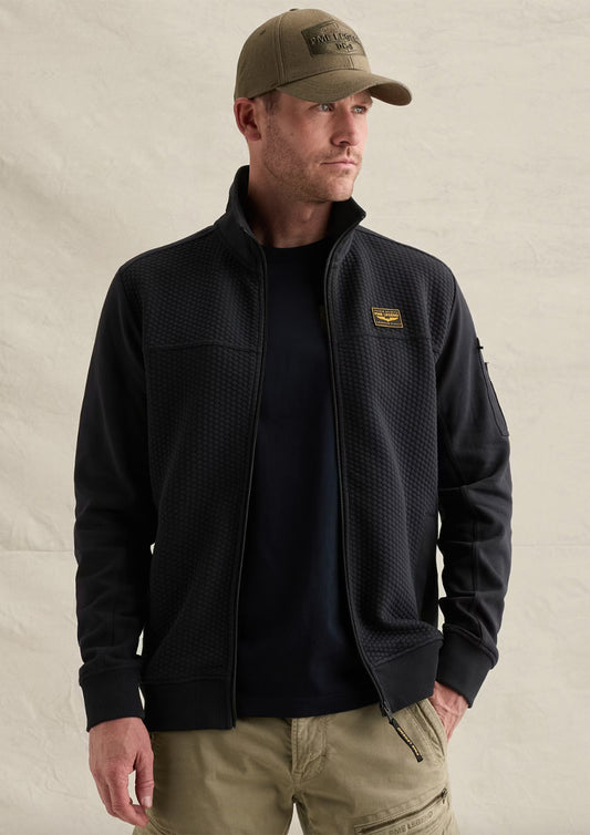 Heren - PME Legend - Sweater -  Nachtblauw jacquardpatroon en flight pocket