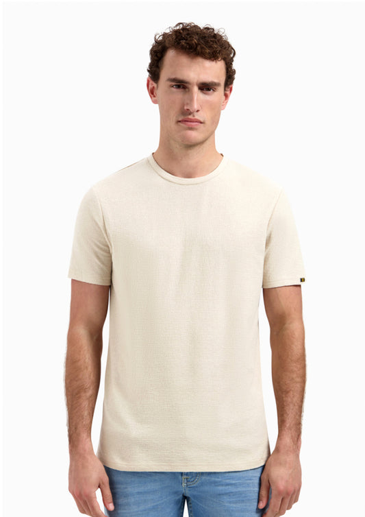 Heren - no exccess -  T-shirt - solid jacquard - desert