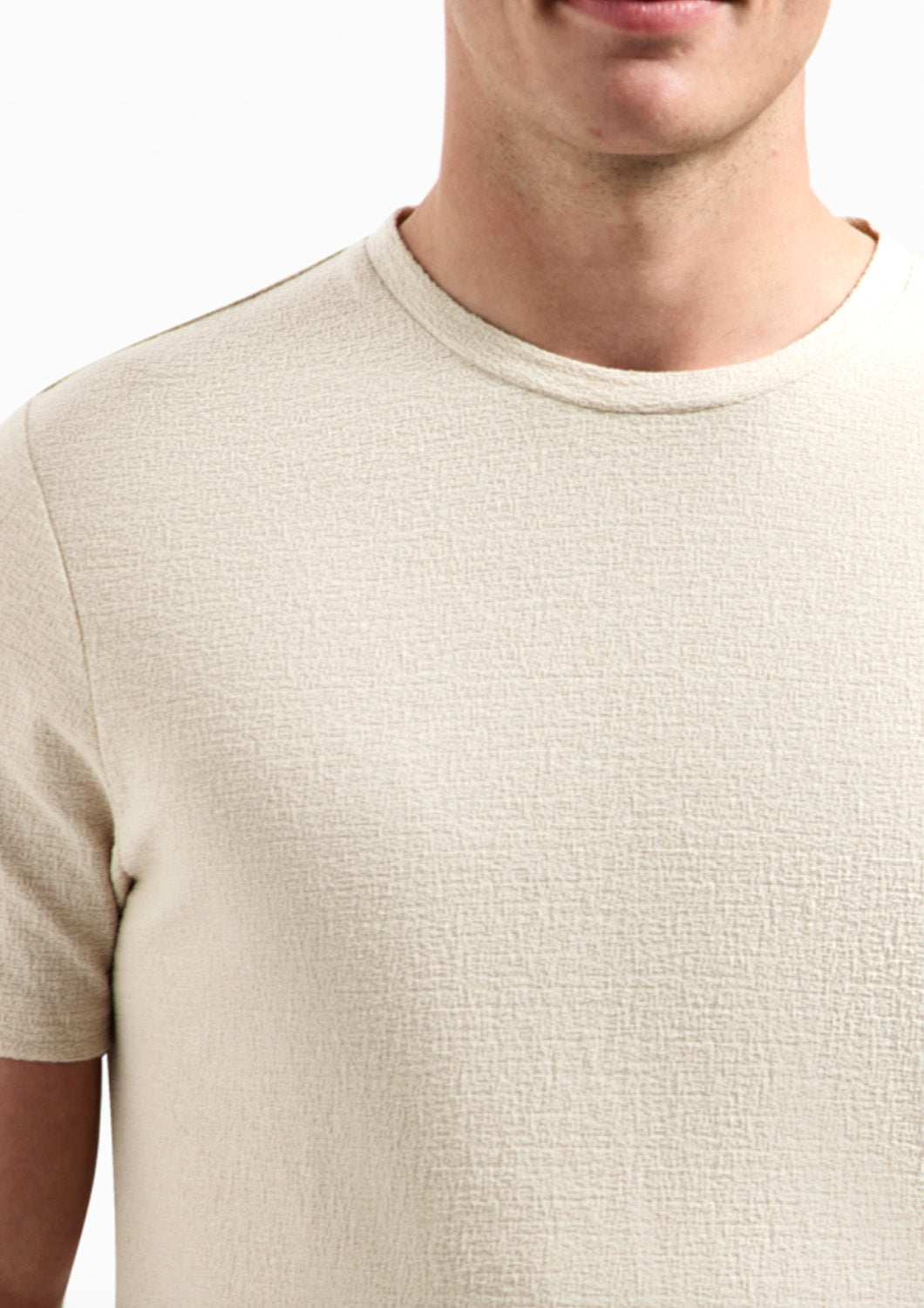 Heren - no exccess -  T-shirt - solid jacquard - desert