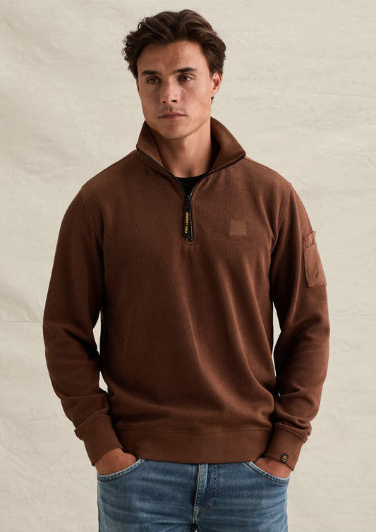 Heren - PME Legend - Sweatshirt met halve rits - Bruin