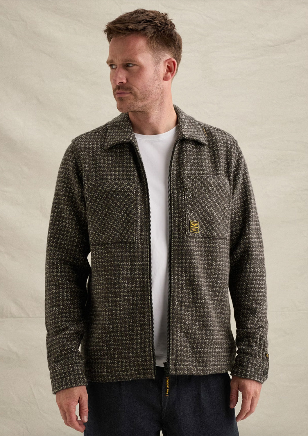 Heren - PME Legend - Overshirt met rits - Yarn dyed ruitpatroon