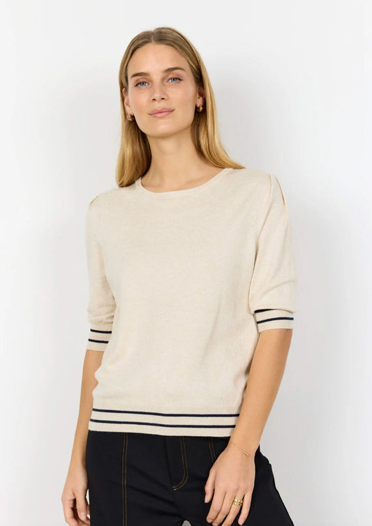 Dames - soyaconcept - trui korte mouw - beige
