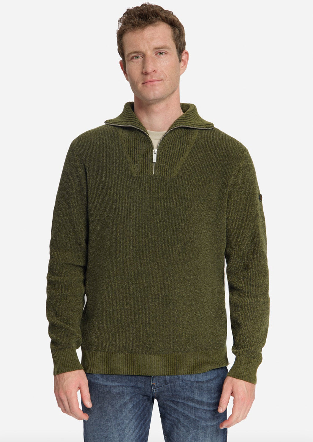 Heren - No Excess - Zipup trui - Moss groen