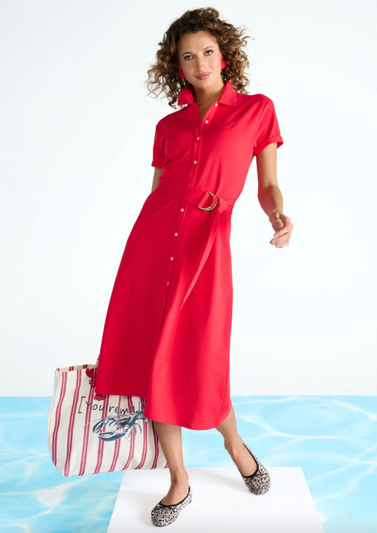 Dames - you're my lobster - polo jurk - tomato