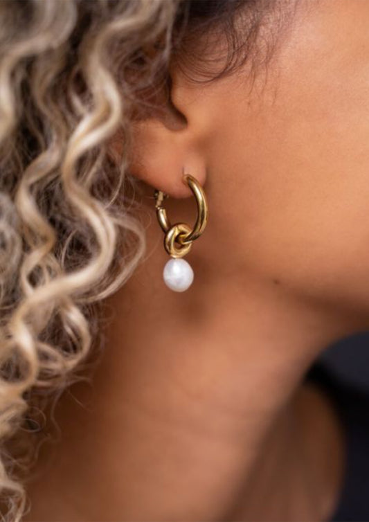 Dames - my jewellery -Oorringen met zoetwaterparel