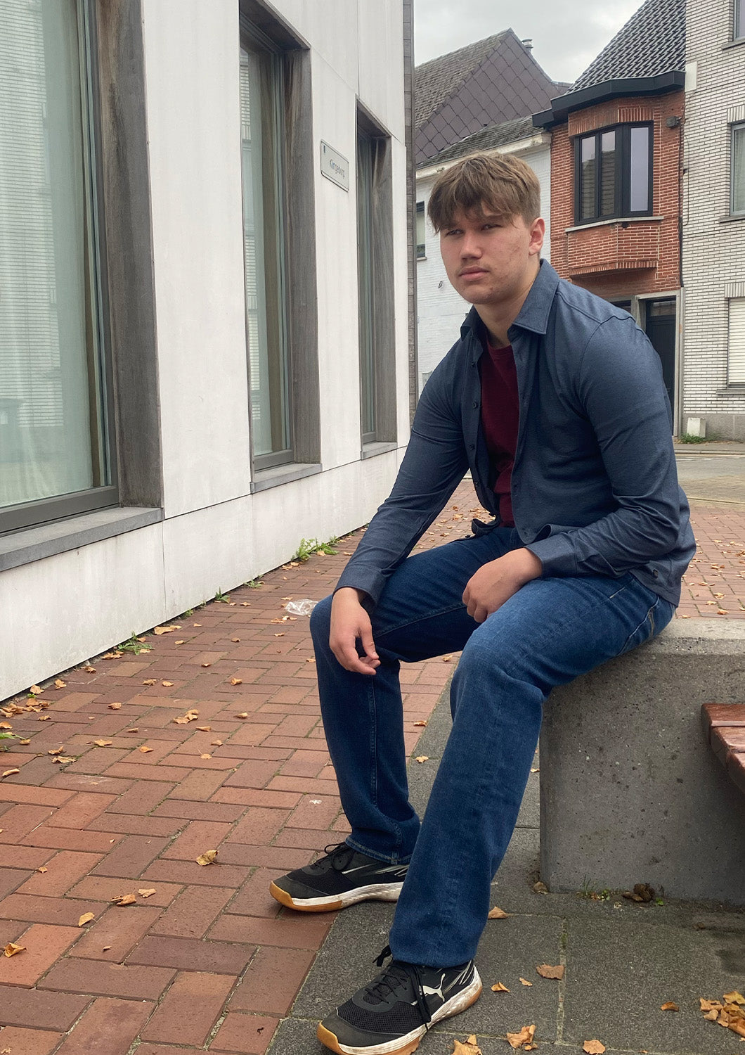 Heren - indicode - Basis T-shirt - wijnrood