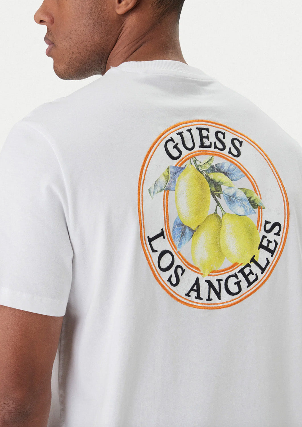 Heren - guess - T-shirt - back print - lemon - wit