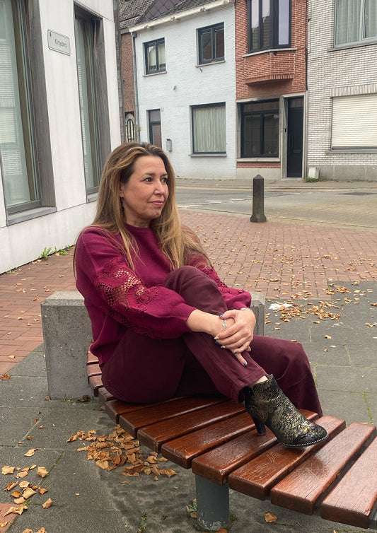 Dames - selected by glabal fashion - trui - wijn rood