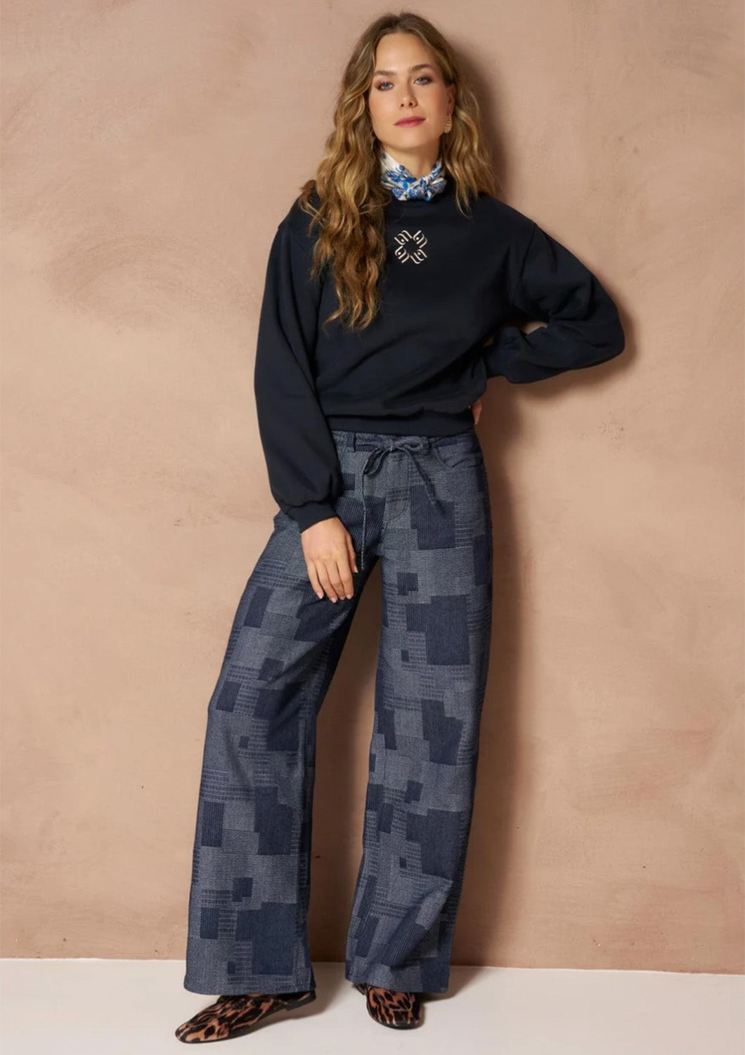 Dames - Lofty Manner. - Jeans broek - Blauw - Denim patchwork- Inoa