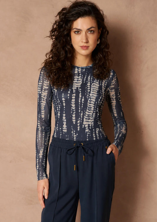 Dames - Lofty Manner - Top - Abstract Mesh blauw - Iniko