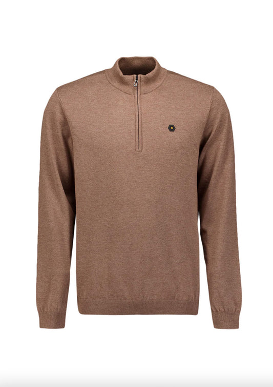 Heren - no excess - trui met half rits - light bruin