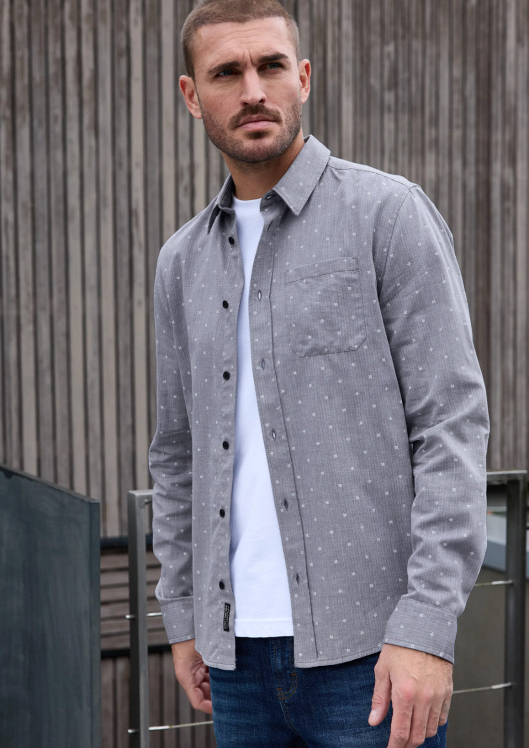 Heren - street one - hemd - met een visgraatmotief