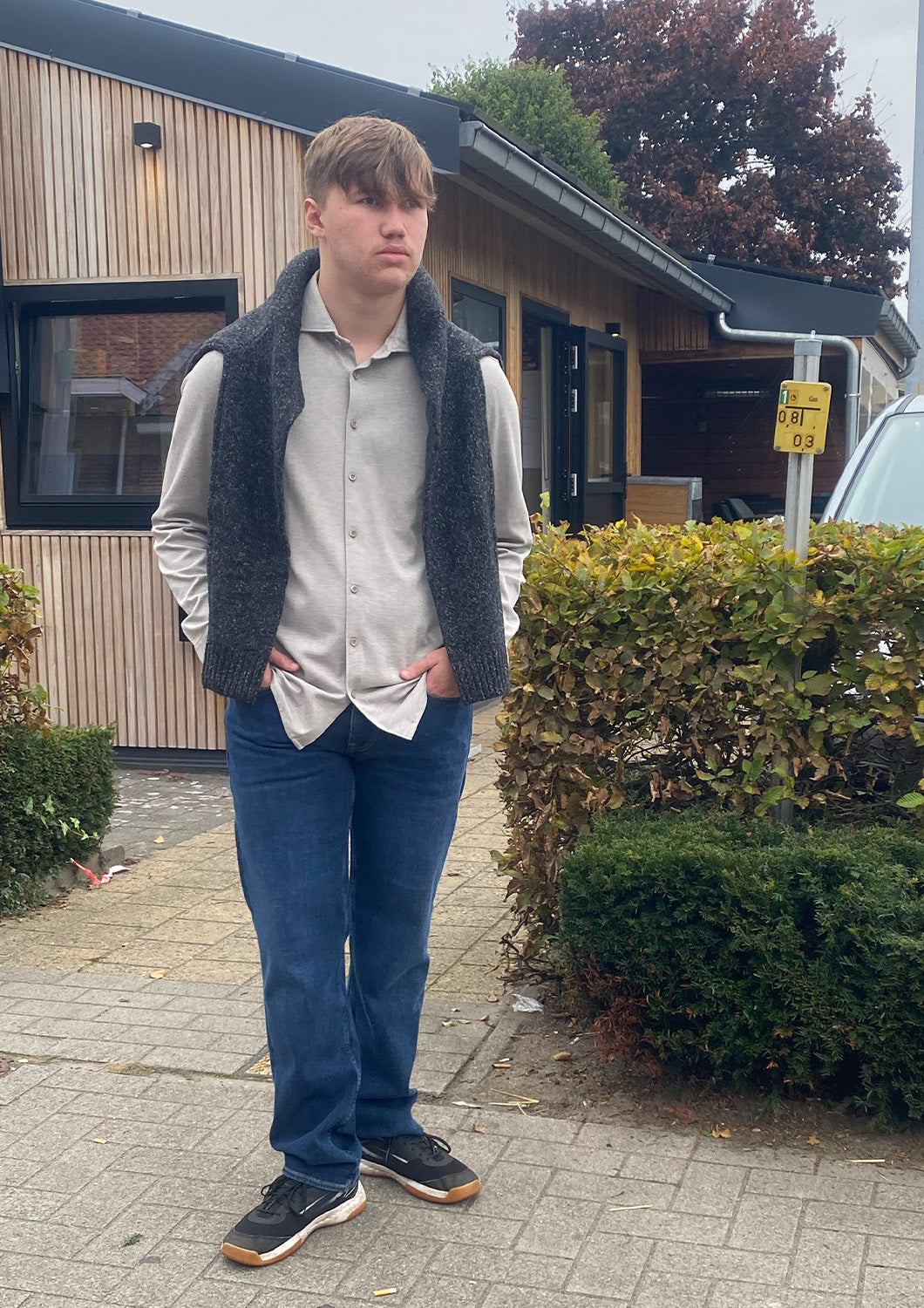 Heren - no excess - hemd -Jersey Melange  Stretch