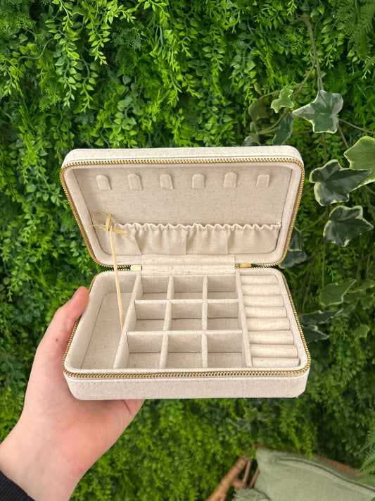 Dames - juwelen doosje - crème - groot