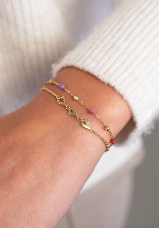 Dames - my jewellery  - Armband met roze en paarse kralen